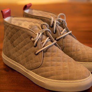 DEL TORO - Made in Italy Gray Quilted Leather High Top Chukka Sneakers